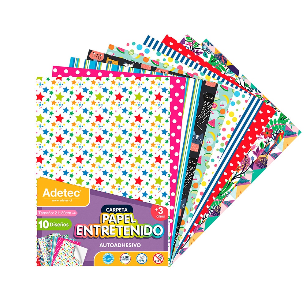 Cartulina Entretenida Autoadhesiva A4 X 10 Hojas Adetec - 930