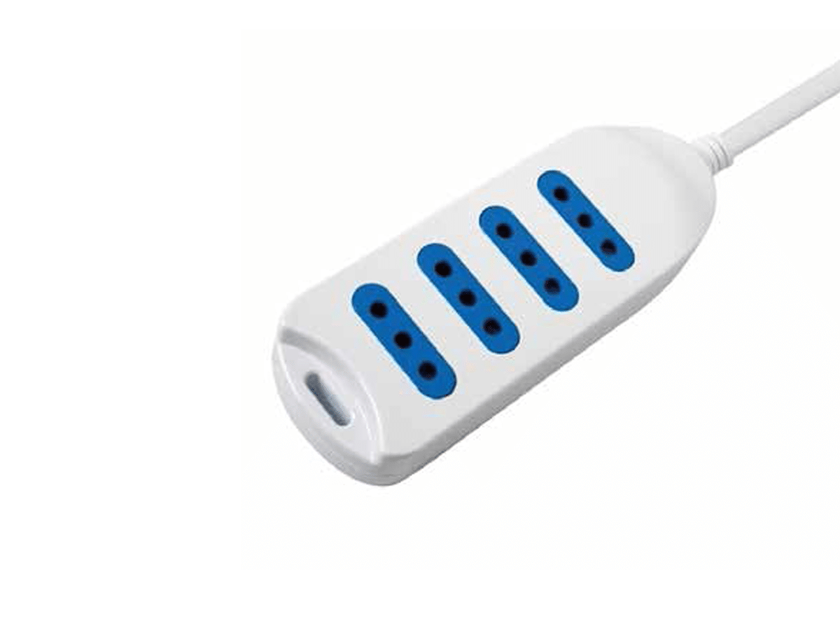 Alargador Eléctrico Zapatilla De 3 Metros Con 4 Conectores Blanco