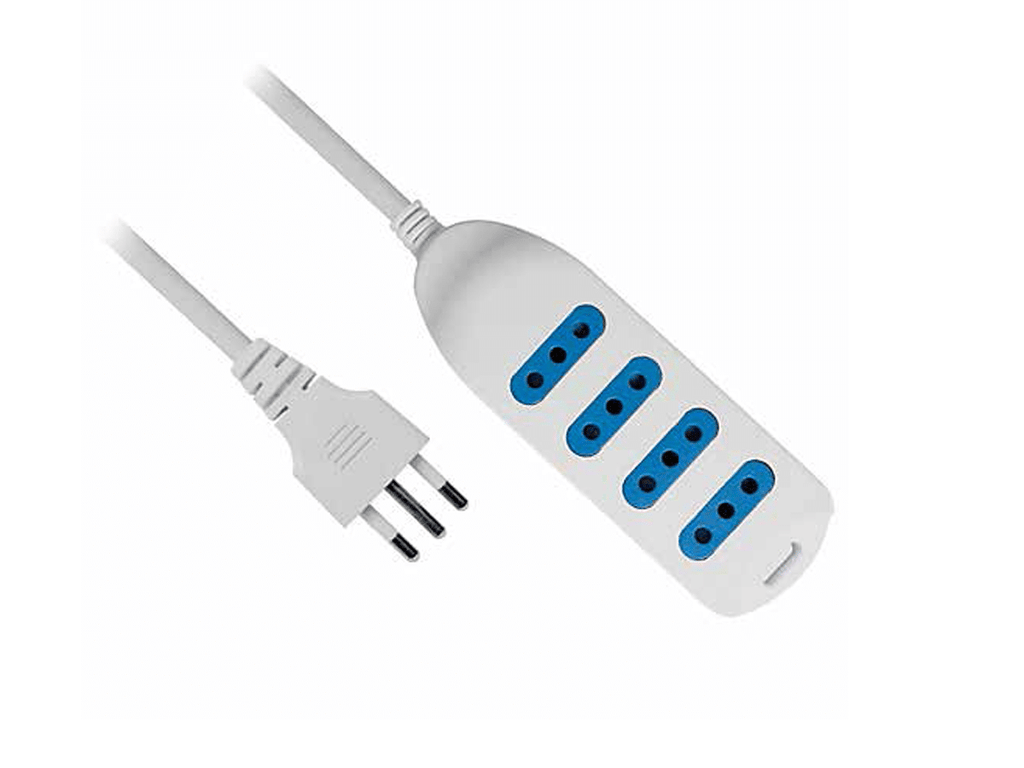 Alargador Eléctrico Zapatilla De 3 Metros Con 4 Conectores Blanco