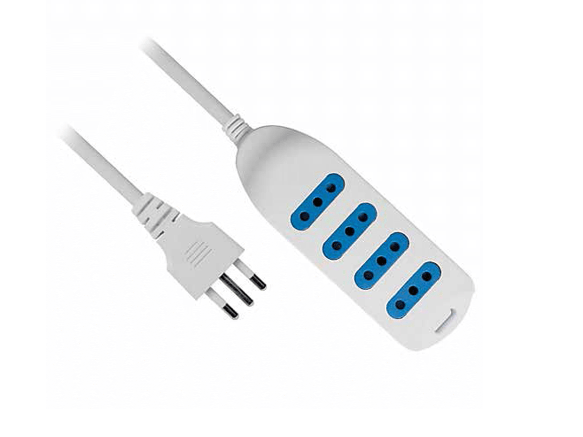 Alargador Eléctrico Zapatilla De 3 Metros Con 4 Conectores Blanco
