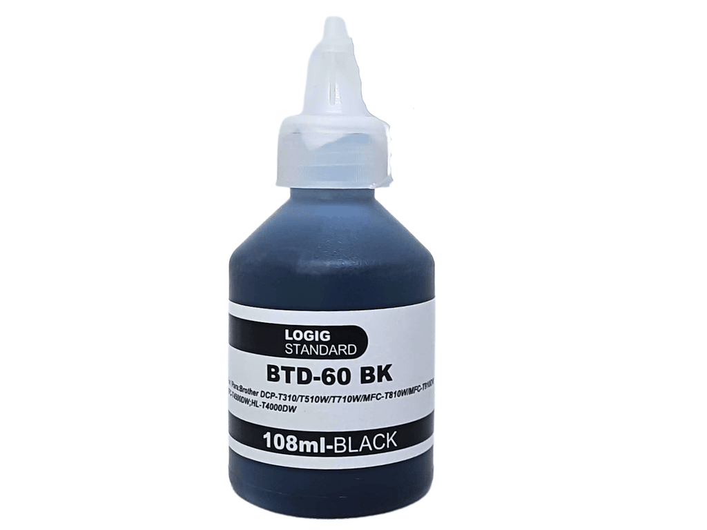 Tinta Para Brother BTD60BK 108ml Color Negro Dye Rendimiento 6000 páginas Logic
