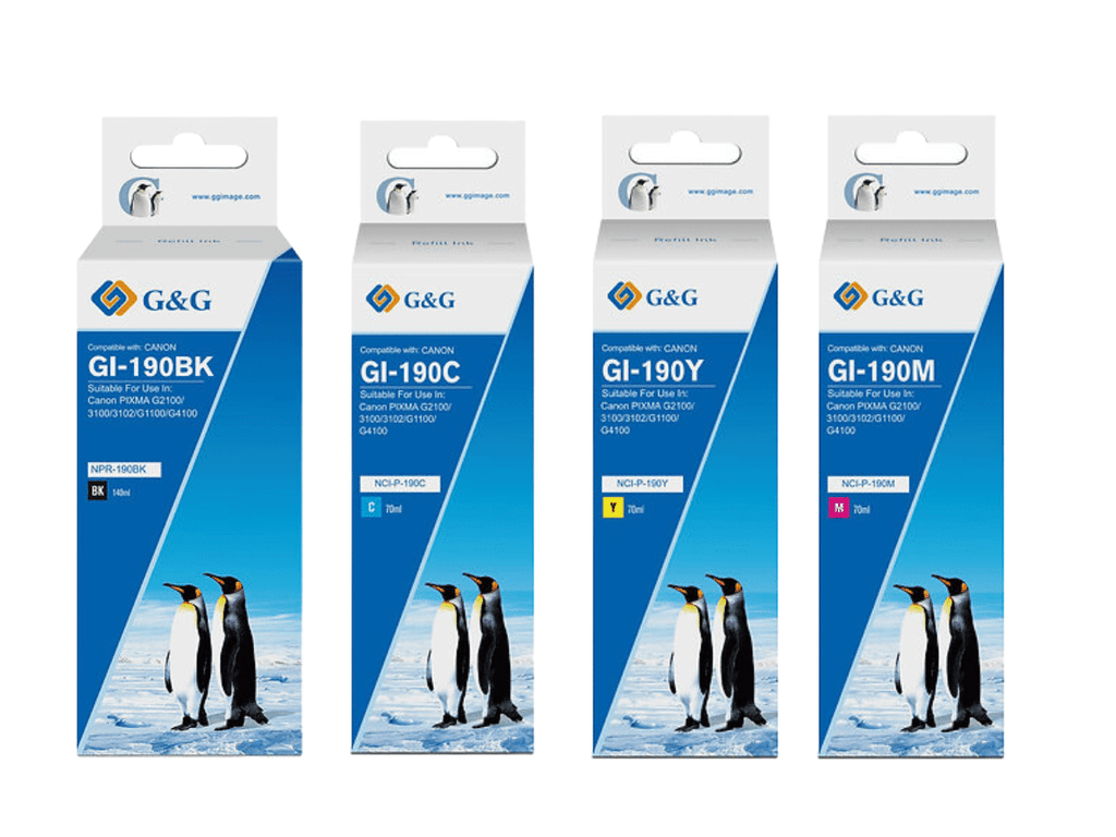 Pack 4 Tintas Refill Ink Para Canon GI-190 /790/890/990 Premium G&amp;G