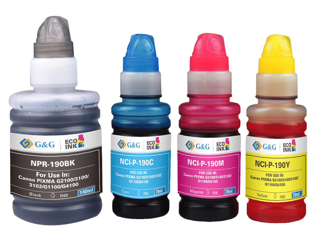 Pack 4 Tintas Refill Ink Para Canon GI-190 /790/890/990 Premium G&amp;G
