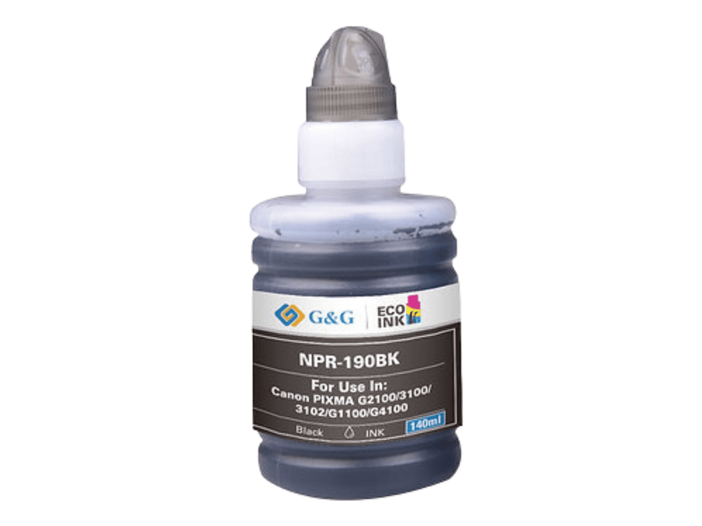 Tinta Refill Ink Para Canon GI-190 Color Negro De 140 ml G&amp;G 790/890/990