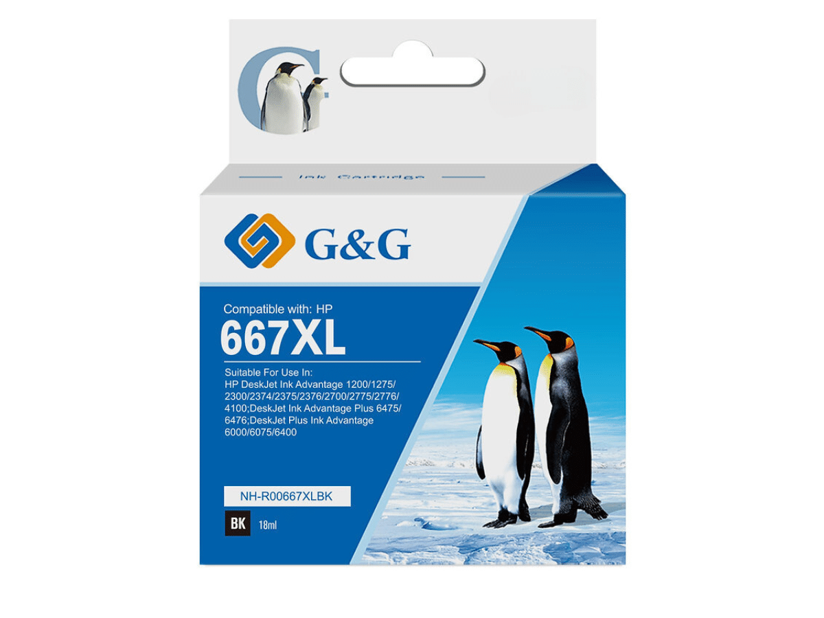 Cartucho de Tinta Alternativo Negro H-667 XL G&amp;G 18 ml