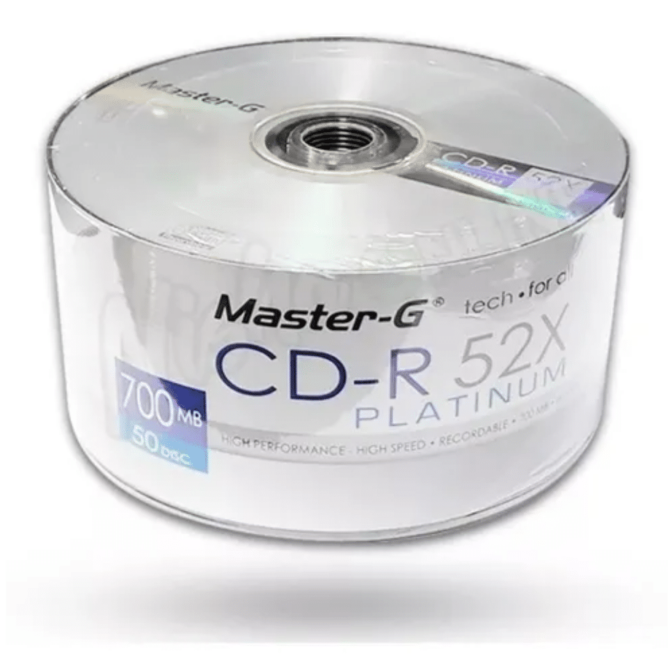 Pack de 50 CD-R Master-G Platinum 52x 700MB con Logo