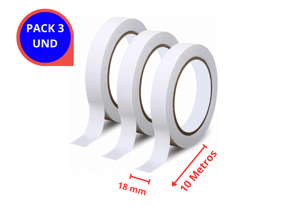 Pack de 3 Cintas Doble Contacto 18mm x 10 Metros