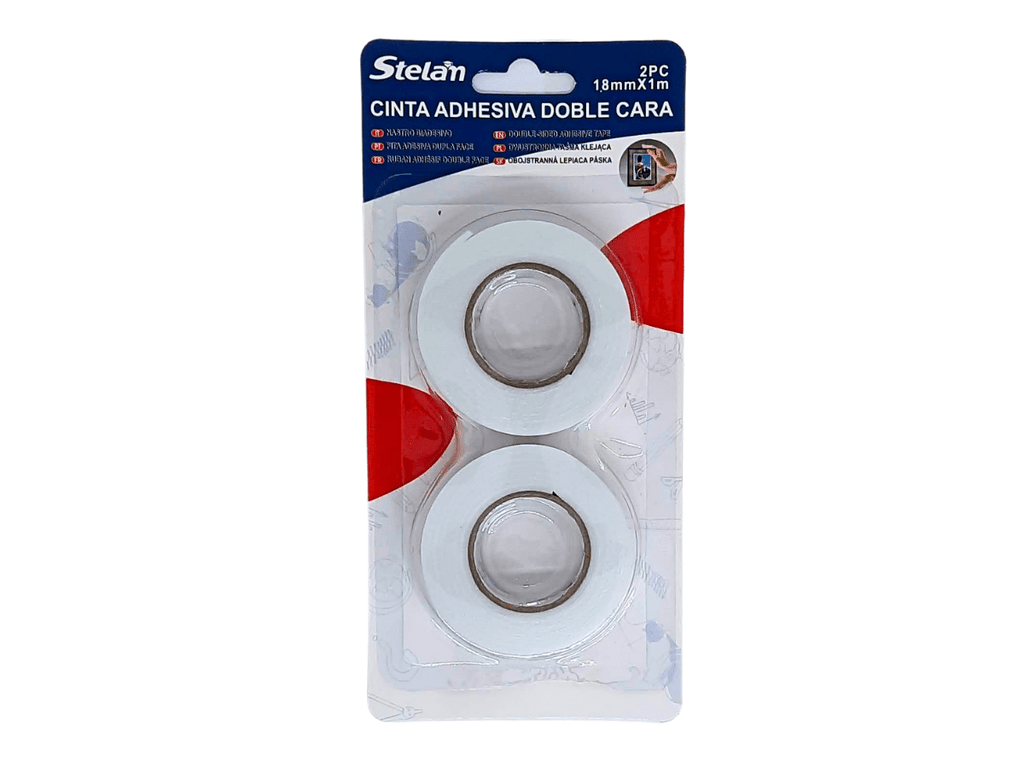 Pack 2 Cintas Doble Contacto 18mm X 1 Metro cada Cinta Doble Faz Tipo Espuma