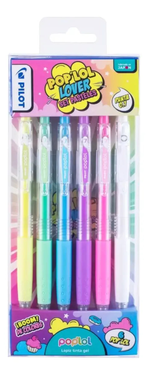 Set 6 Lápices Gel Pilot Pastel Pop Lol 701