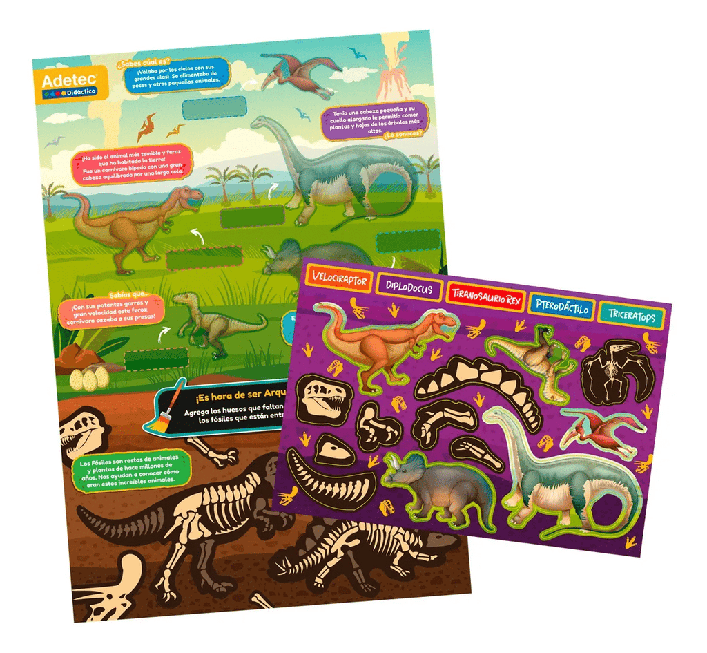 Lámina Magnética De Dinosaurios Juega Y Aprende Adetec - 726