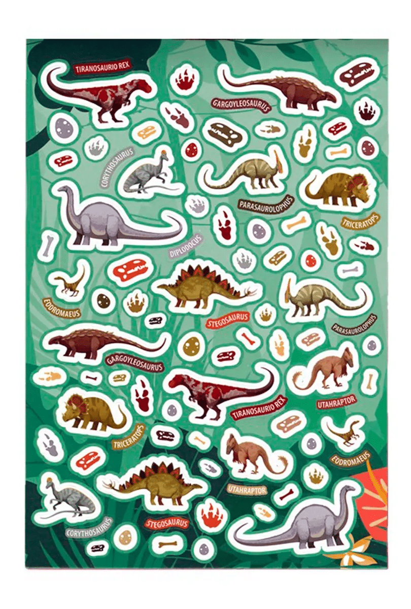 Block De Stickers Dinosaurios +300 Stickers
