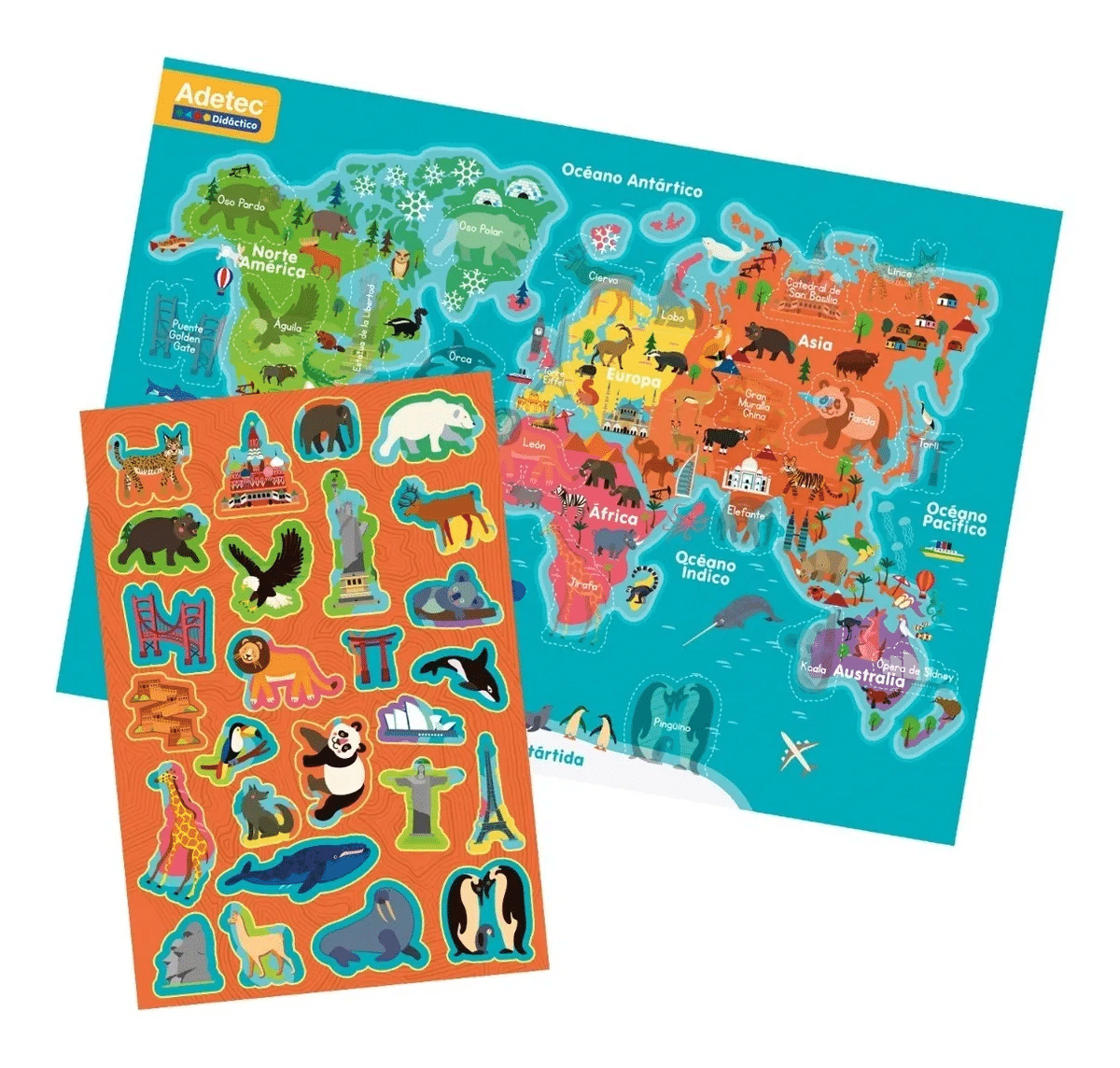 Lámina Magnética Mapamundi Juego Didáctico Adetec +3años