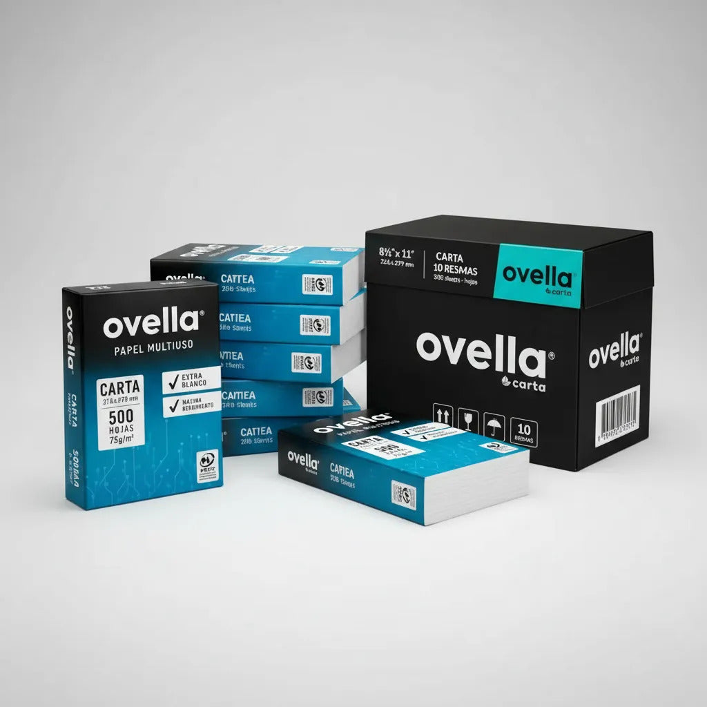 Caja 10 Resmas Papel Carta Ovella 75g/m² 500 Hojas