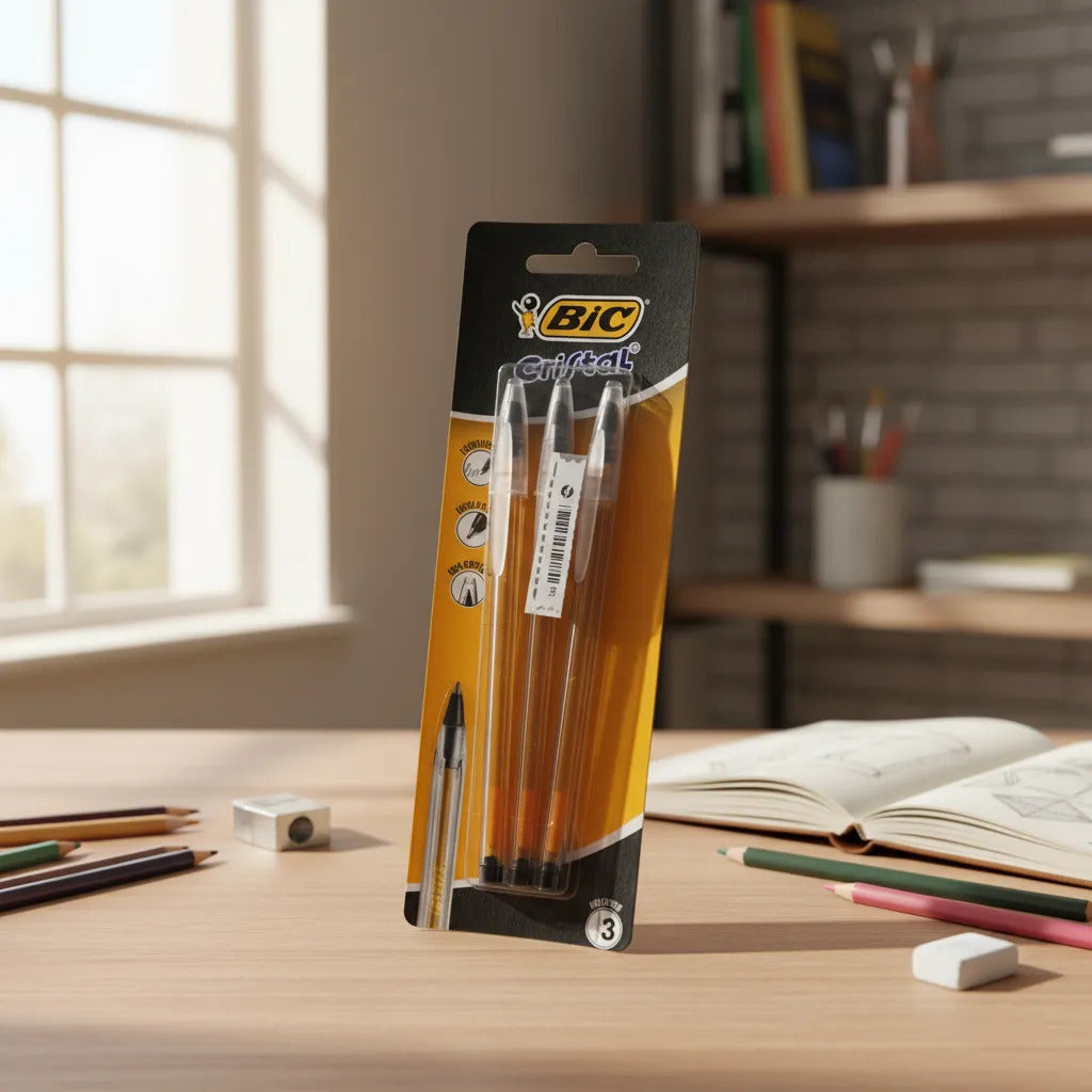 Bolígrafo Bic Cristal 0.8mm Fino Intenso Pack 3 Unidades