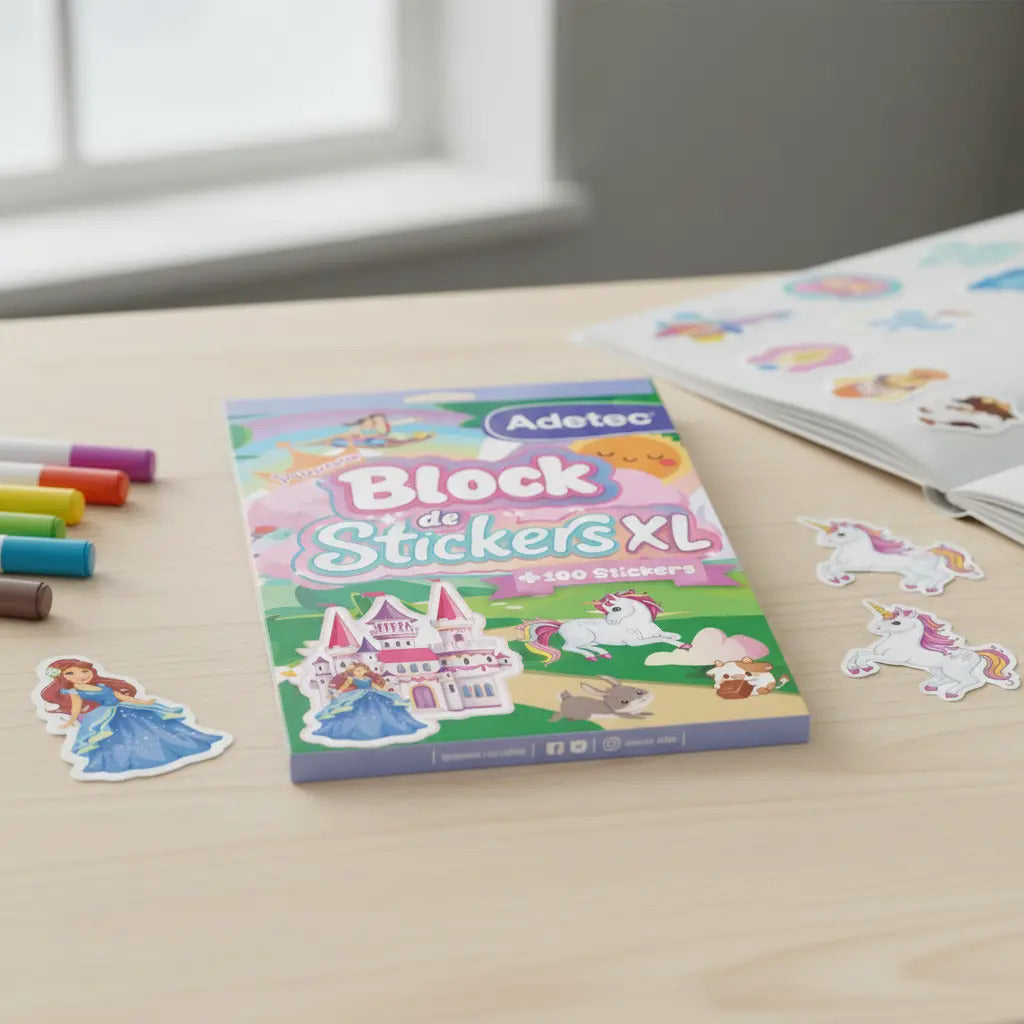Block De Stickers Xl Princesas Adetec Con 100 Unidades Para Niñas