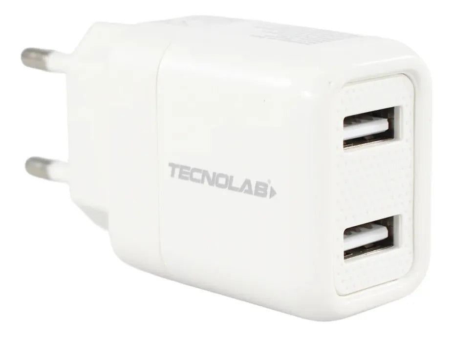 Cargador Doble USB 12W Tecnolab + Cable Tipo C