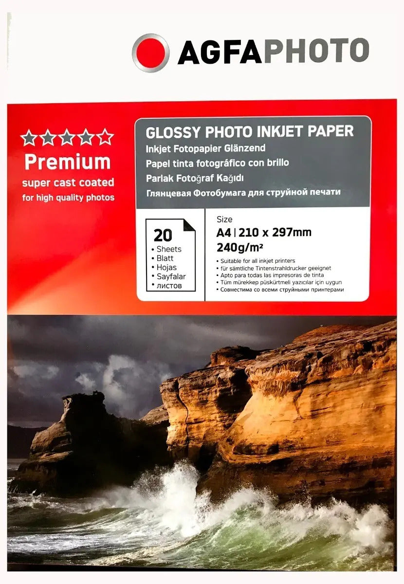 Papel Foto Brillante Agfa A4 240g x20 Inkjet