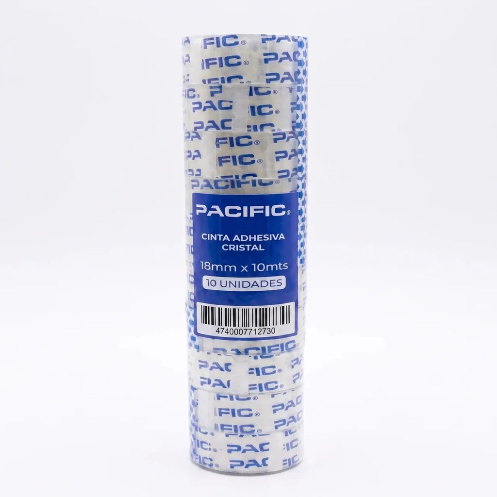 Cinta Adhesiva Cristal Pacific 18mm x10m Pack x10