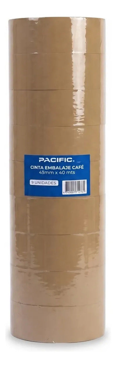 Pack 9 Cintas Embalaje Pacific 45mm Alta Adherencia