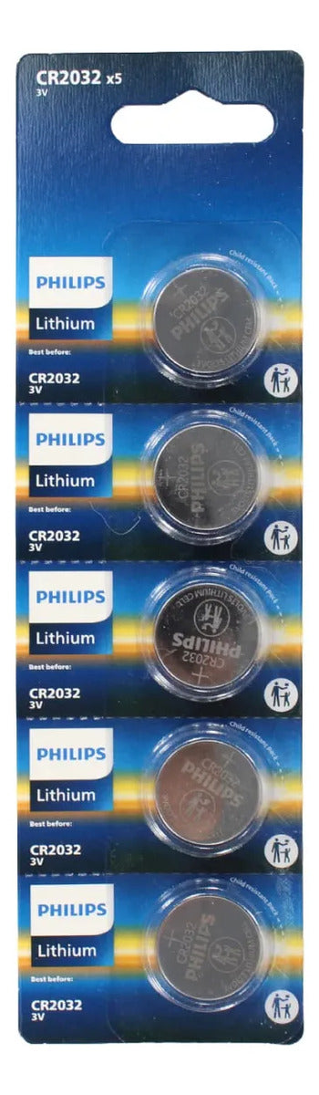 Pila CR2032 Philips Litio 3V, Pack de 5 Unidades