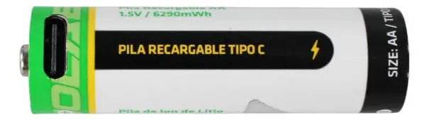Pack 2 Pilas Recargables Tecnolab Aa Con Cable De Carga Usb