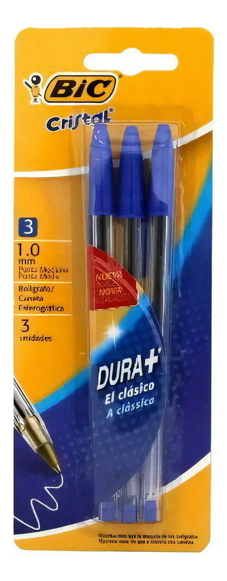 Bolígrafo Bic Cristal Azul Pack 3 Unidades