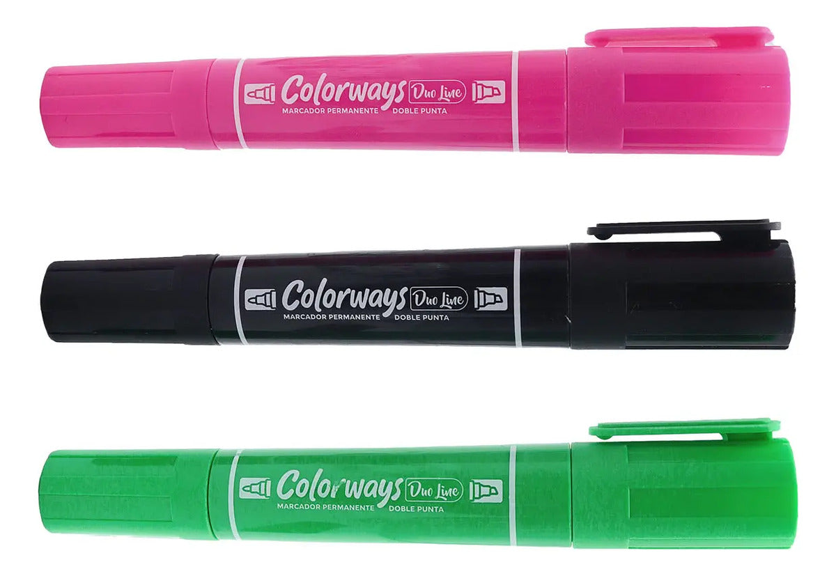 Marcadores Permanente Doble Punta Colorways 3 Colores