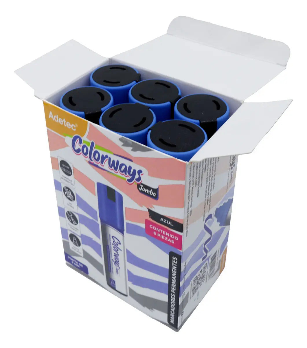 Marcador Permanente Jumbo Adetec Punta Gruesa Pack x3