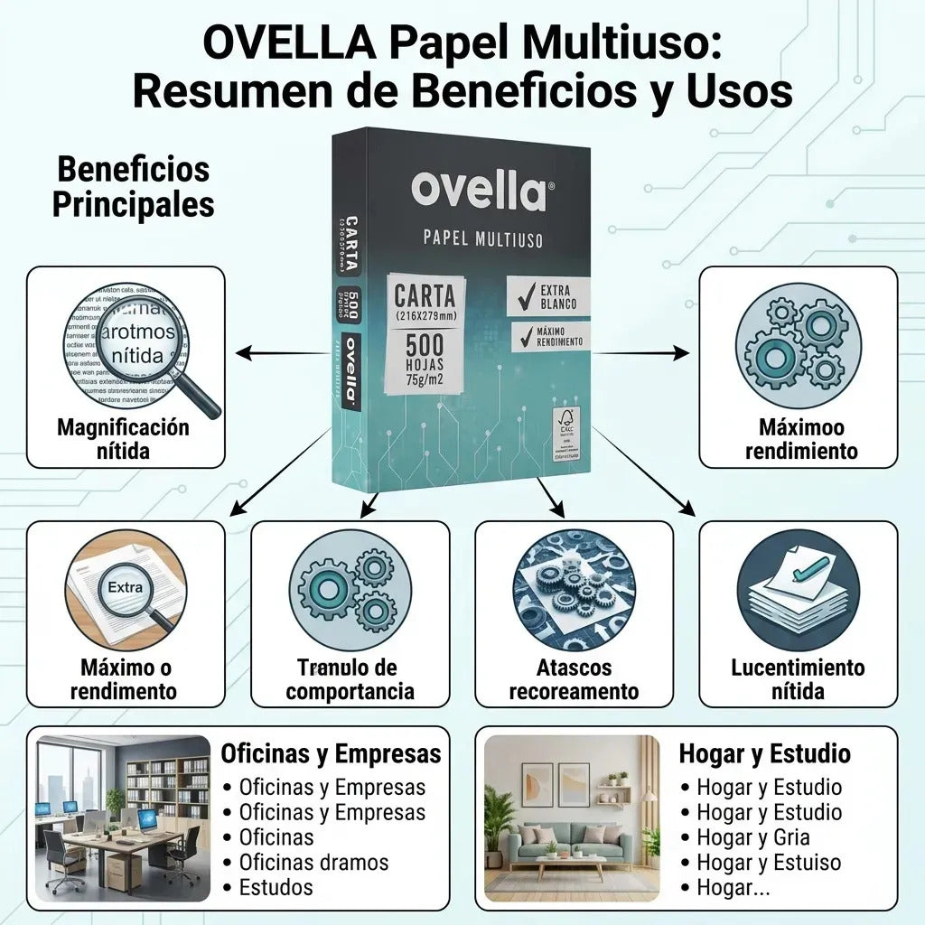 Pack 5 Resmas Papel Carta Ovella 75g Alta Blancura