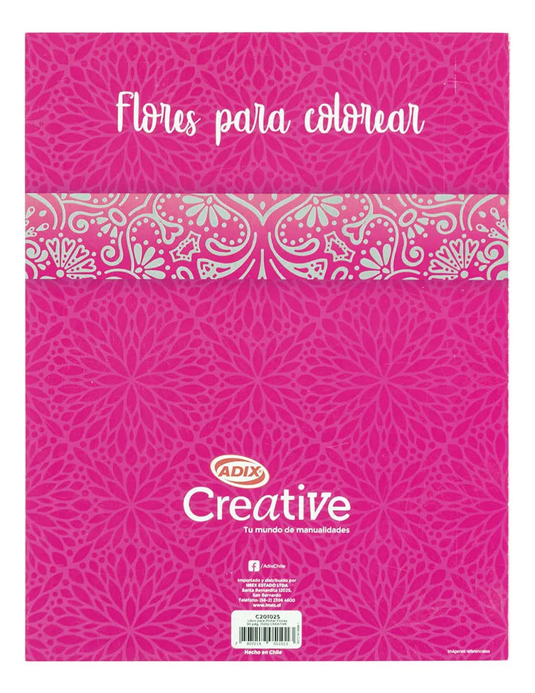 Libro Para Colorear Mandala Flores Adix 50 Páginas