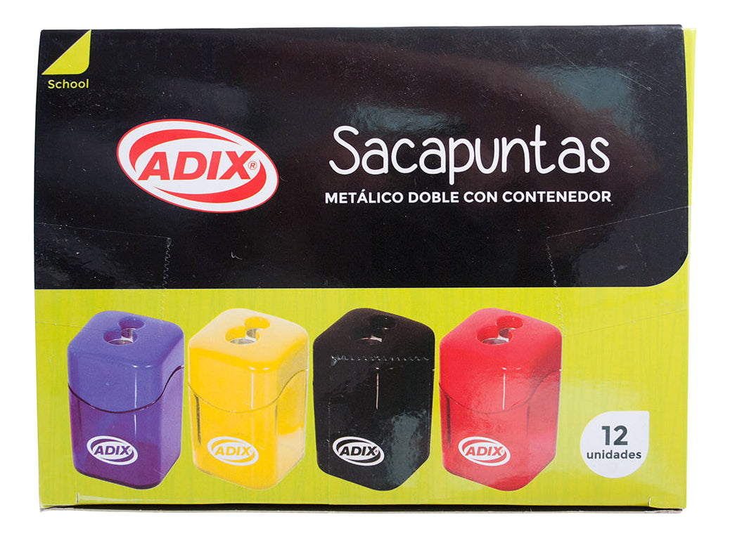 Sacapuntas Metálico Doble Con Depósito Plástico Translúcido Surtido