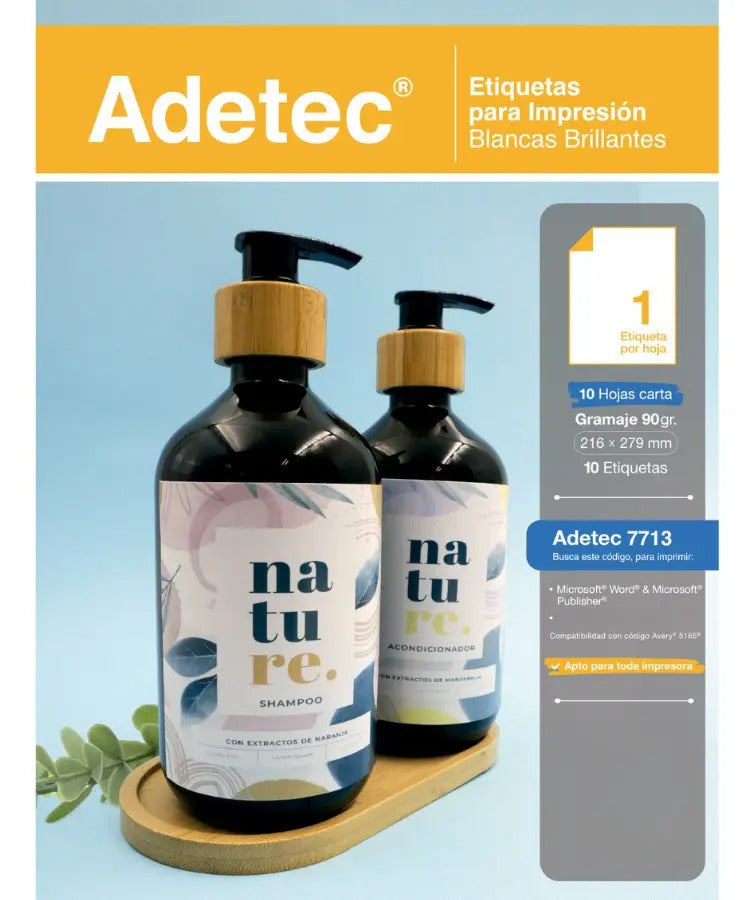 Etiquetas Adhesivas Brillantes 216x279 Mm Resistente Al Agua