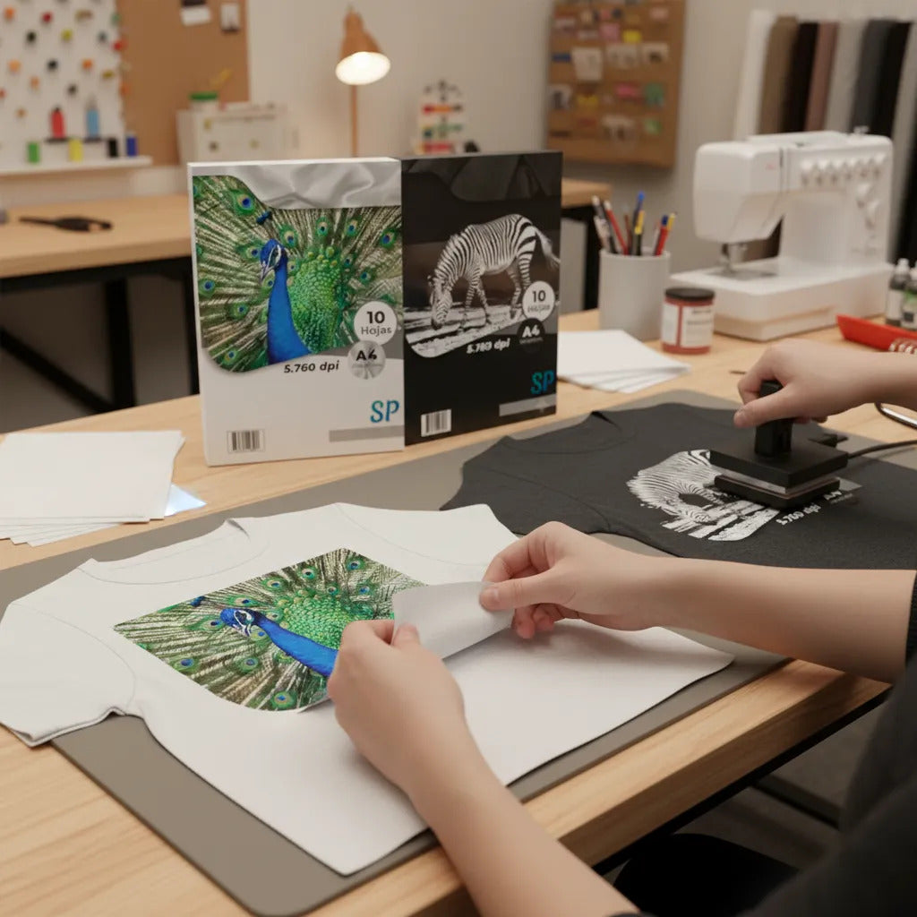 Pack Papel Transfer para Telas Claras y Oscuras A4