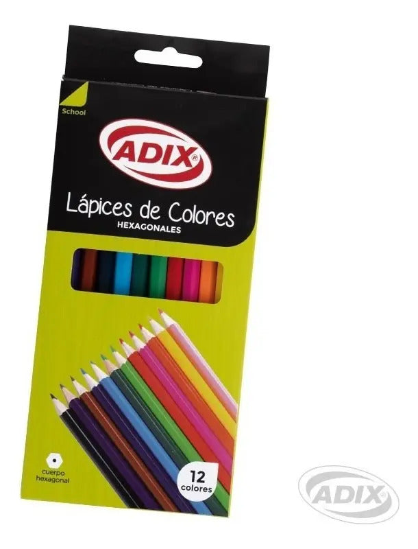 Lápices De Colores Adix 12 Unidades Hexagonales Para Arte