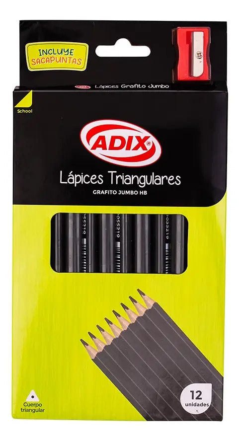 Lápiz Jumbo Triangular C/sacapuntas Adix Hb 12 Lápices