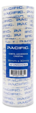 Cinta Adhesiva Cristal Pacific 18mm x 30m Pack 10u