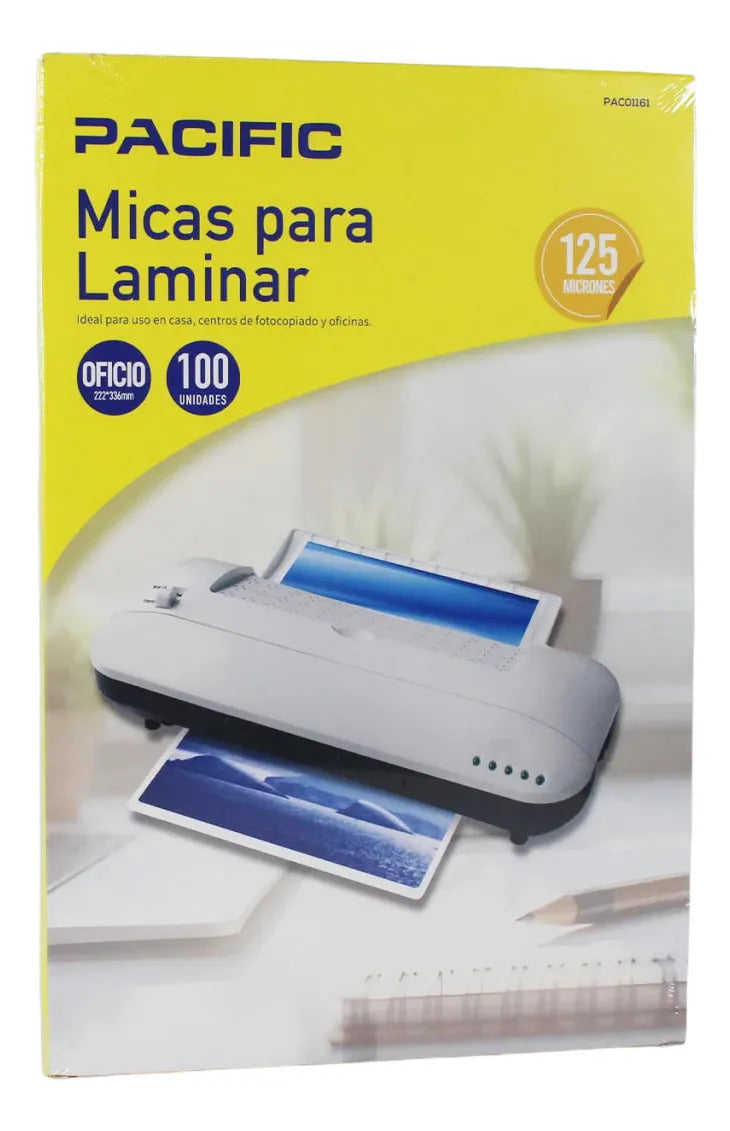 100 Láminas para Termolaminar Oficio 125 Micras
