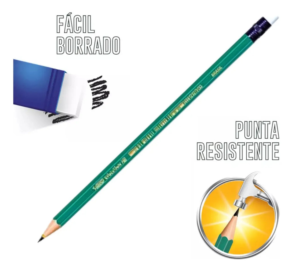 Lápiz Grafito Bic Evolution HB2 con Goma x12