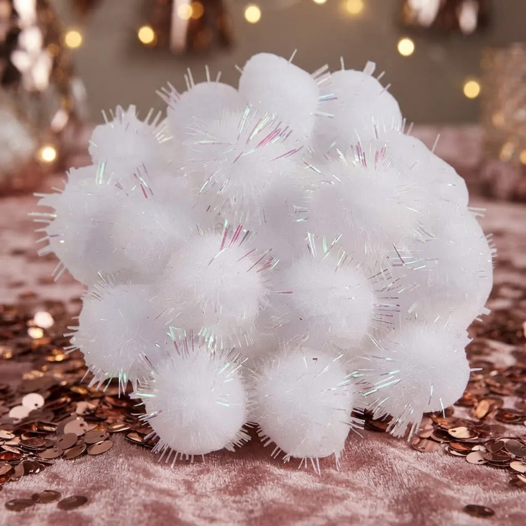 Pompón Glitter Blanco Adix Pack 25 Unidades 2cm