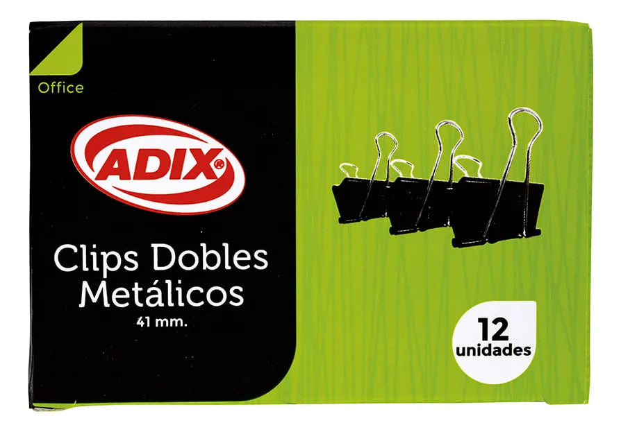 Clip Doble Negro 41mm Adix, Pack 12 Unidades