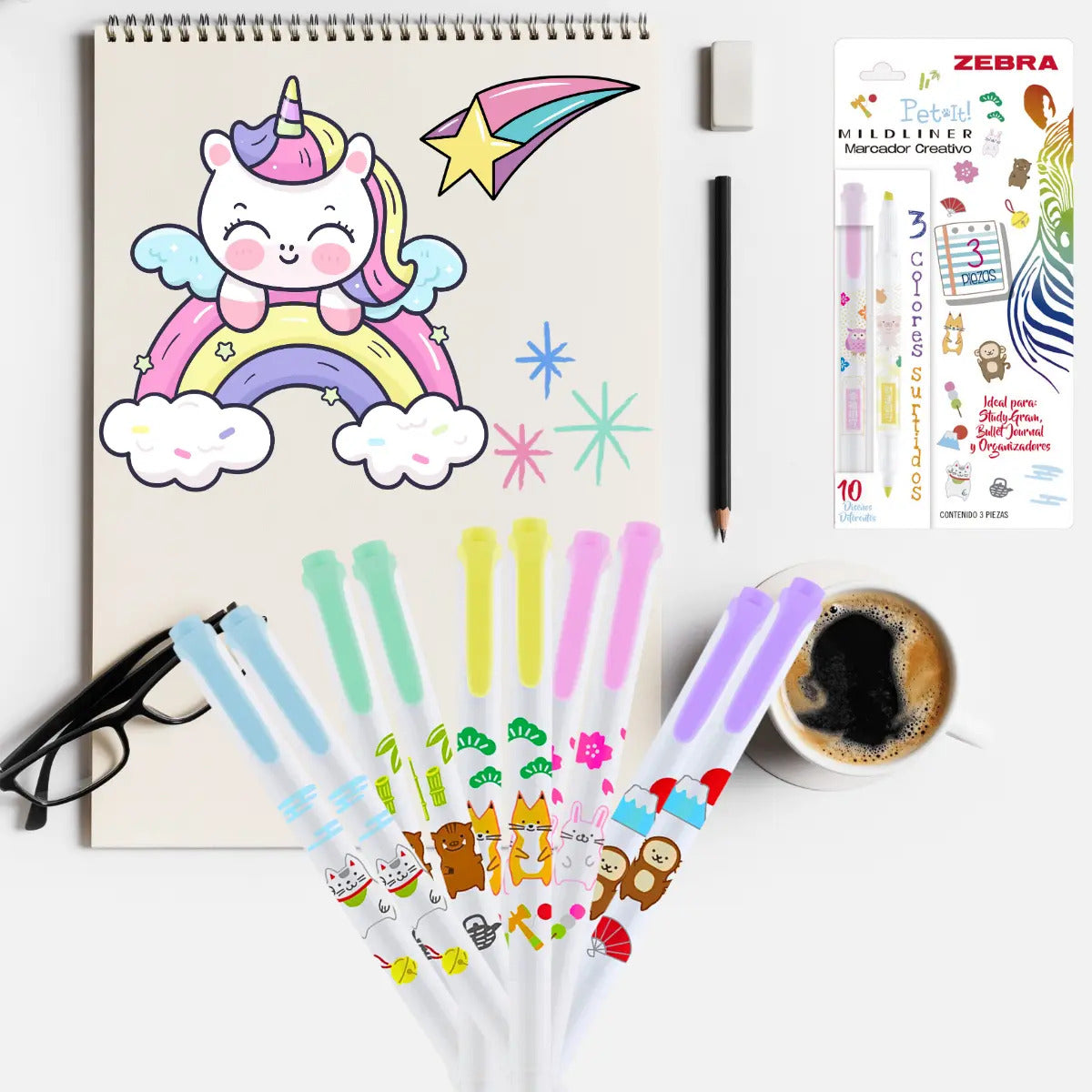 Marcador Mildliner Pet It Zebra Doble Punta Pastel