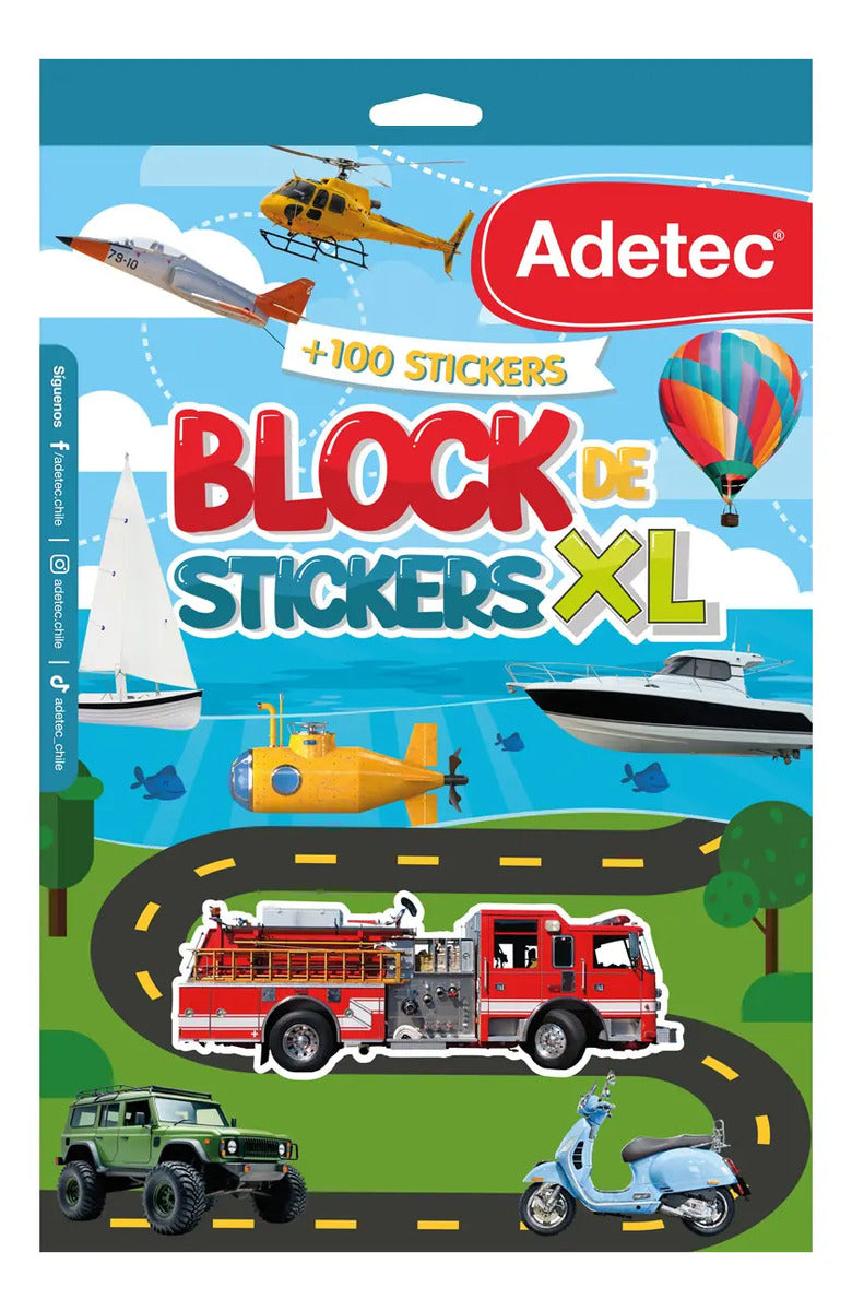 Block de Stickers XL Adetec Vehículos +100 Unidades