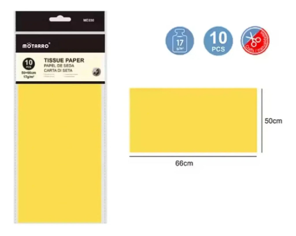 Papel de Seda 50x60cm Pack x10 Colores Varios
