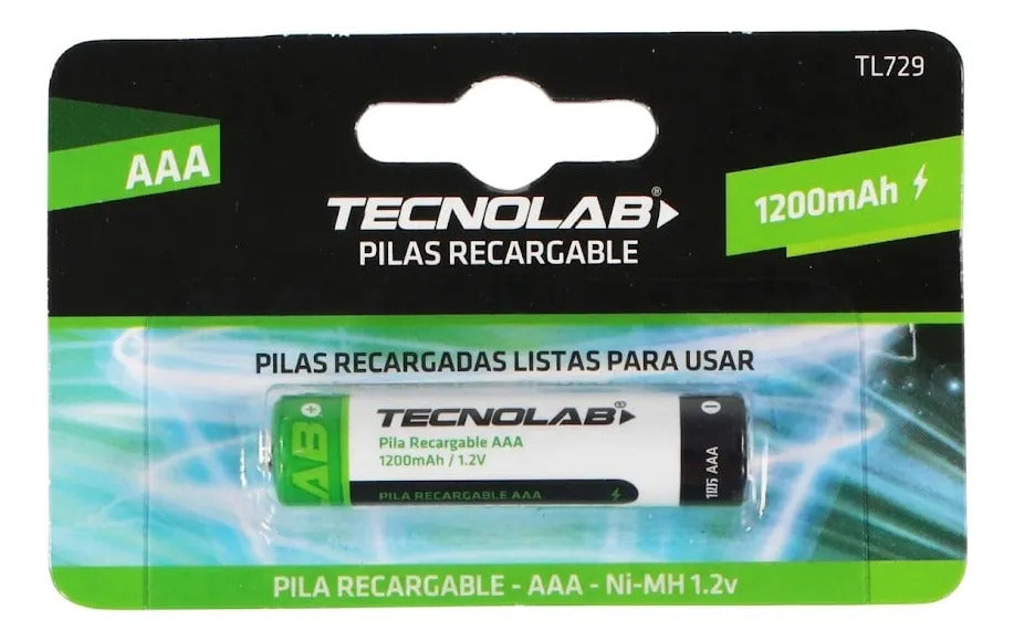 Pila Recargable AAA Tecnolab 1200 mAh Ni-MH 1 Unidad