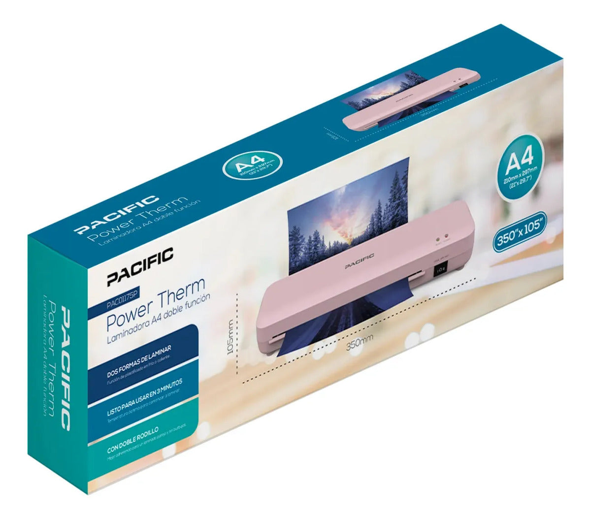 Termolaminadora Portatil Tamaño A4 Pacific Pac01175p Rosa