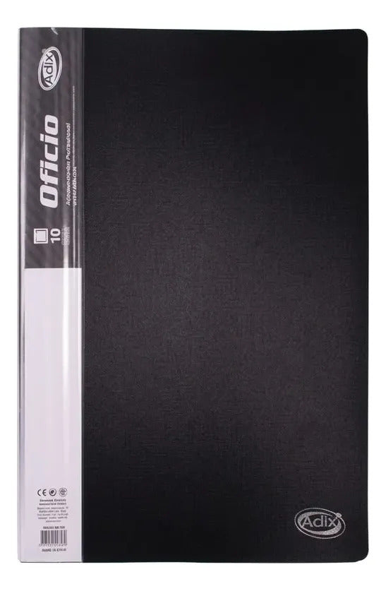 Carpeta Oficio Adix con 10 Fundas, Negro