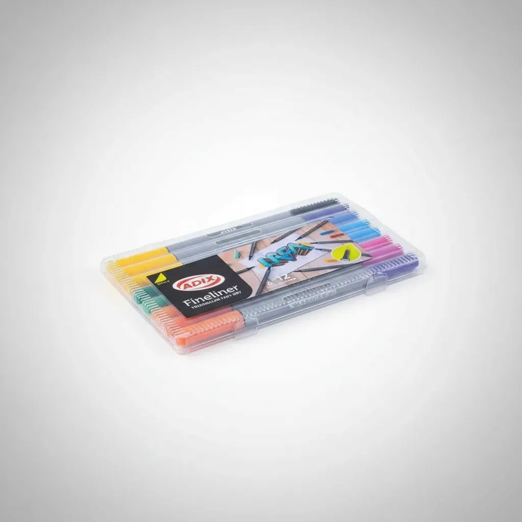 Fineliner Adix 12 Colores, Tecnología Dry Safe