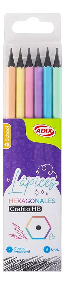 Lápiz Grafito Hexagonal Adix HB N°2 Pack 6 Unidades