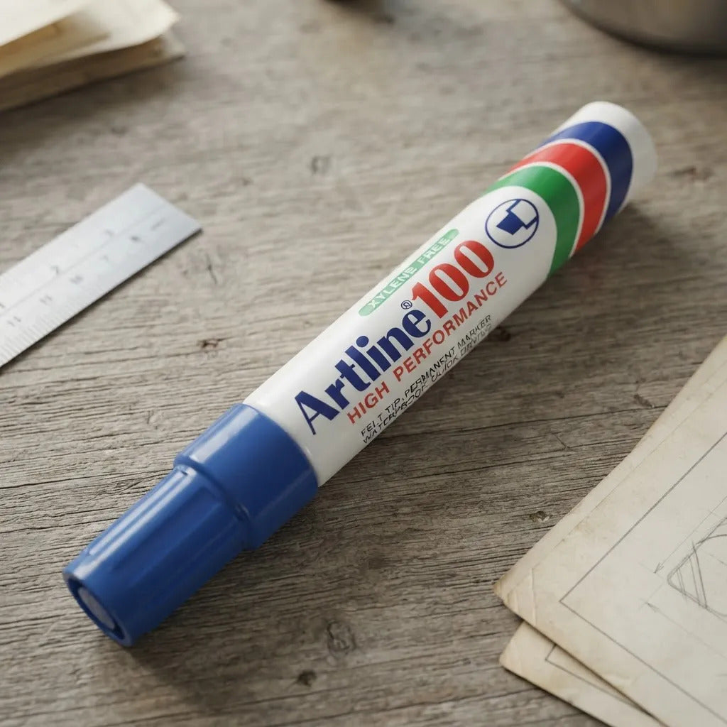 Marcador Permanente Artline 100 Biselado Azul