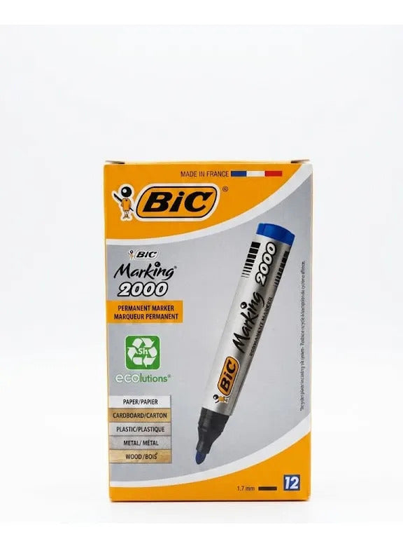 Marcador Permanente Bic Marking 2000 Azul - Caja 12 Unidades
